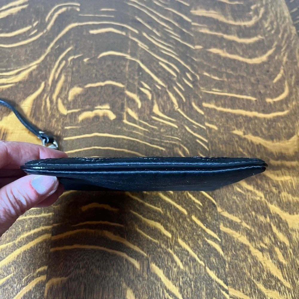 Coach Black Small Signature C Satin with Sequins Wristlet